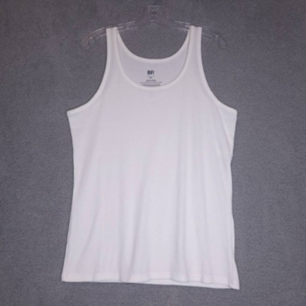 BP Mens Tank Top Shirt White Scoop Neck Sleeveless Ribbed Undershirt XXL New